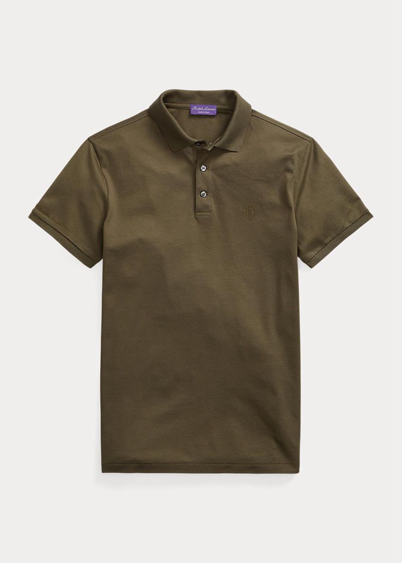 Poleras Polo Purple Label Hombre Custom Slim Fit Monogram Chile Verde Oliva KTELJ-3517